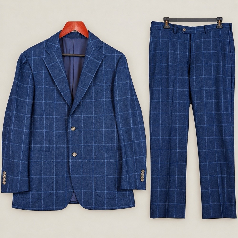 Suitsupply Havana Suit 42 Vitale Barberis Canonico Wool Windowpane Brescia Pants